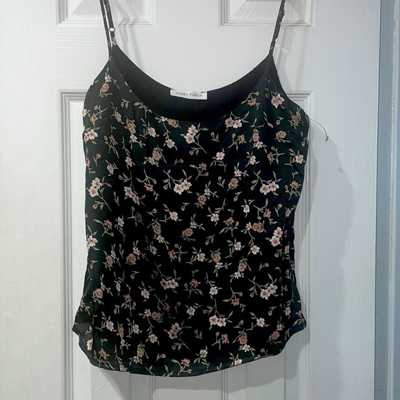 Honey Punch FLORAL SATIN CAMISOLE TOP NWOT - Picture 1 of 8